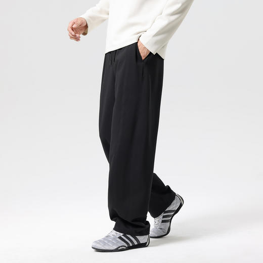 【莱赛尔】男士休闲裤2025秋款宽松纯色系带日常通勤阔腿裤男K&C 商品图2