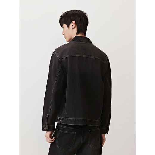 GXG男装 明线撞色牛仔夹克男宽松黑色复古外套夹克 25秋季热卖款 商品图4