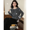鹿向南「轻雅加州」不规则荷叶领长袖针织毛衣女秋深灰色短款上衣 商品缩略图4