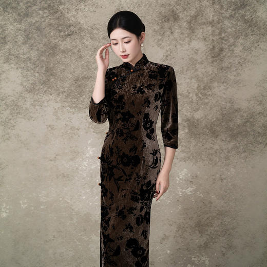 梳皮绒植绒旗袍长款 商品图1