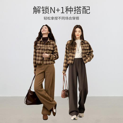 【内购】【格纹元素】复古洋气简约休闲翻领按扣落肩袖呢子厚外套-154WB4861 商品图2