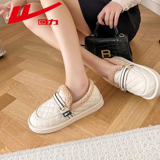 回力女鞋棉鞋秋冬新款居家外出加绒加厚毛毛鞋时尚百搭豆豆鞋子女 商品图2