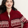 【11/19新品】熙世界红色费尔岛毛衫上衣女2025秋冬新款拉链立领针织毛衣短外套 商品缩略图4