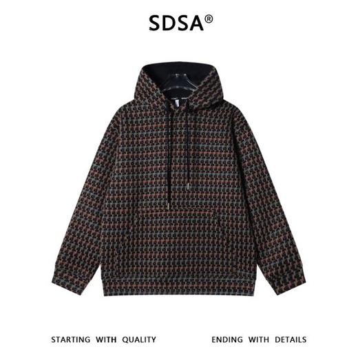 WY1390SDSA男士秋冬新款痞帅男装彩色条纹撞色格子抽绳连帽卫衣百搭宽松 商品图1