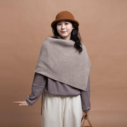 绽放/KSX002朵纯羊毛针织高领氛围感冬季披肩外搭小坎肩多色保暖 商品图2