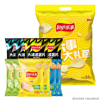 乐事（Lay's）薯片（黄瓜味+原味+红烩味+鱿鱼味+鸡翅味）400g 混合10包 商品图2