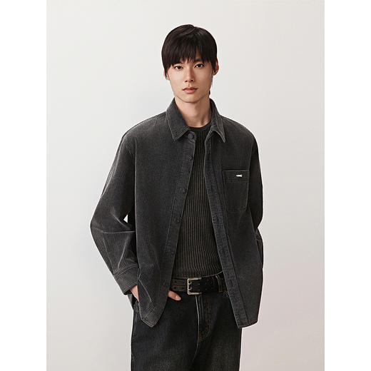 GXG男装 灯芯绒双色衬衫通勤长袖衬衣质感渐变外套 2025秋季新品 商品图2