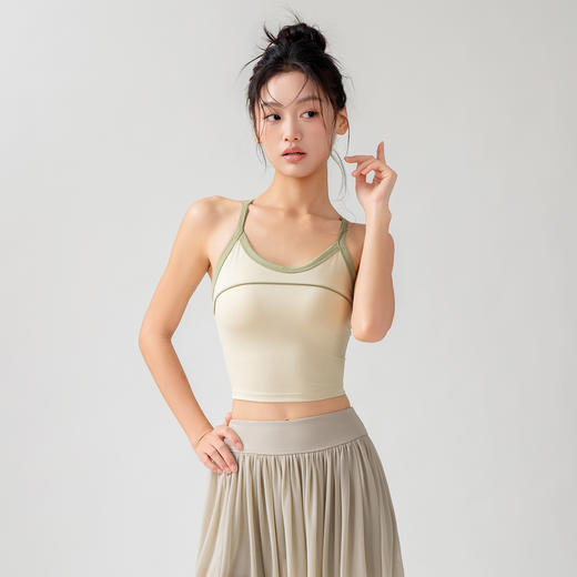 跃牌【瑜堂系列】新款撞色条运动背心固定胸垫工型美背防震聚拢运动瑜伽文胸JYMB071 商品图1