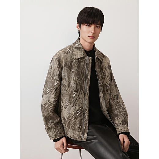 GXG男装  定织满版花型复古夹克民族风串珠休闲外套 2025秋季热卖款 商品图2