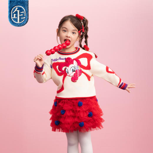 小马宝莉联名年衣童装冬季新款儿童针织衫小马宝莉新年蝴蝶结毛衣 商品图4