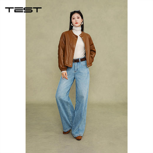 冬上新圆领机车风百搭帅气pu皮衣外套2254138 商品图0