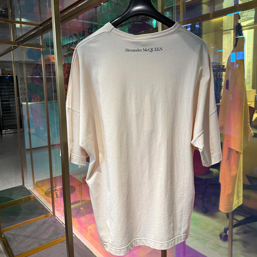 ALEXANDER MCQUEEN 亚历山大.麦昆 男士棉质心形图案徽标印花圆领短袖T恤 粉色 711070 QTZ42 0907 商品图1