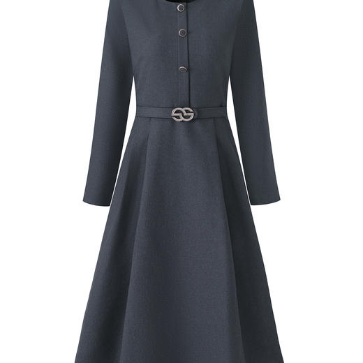 「高货wl」全新升级【铂金会员321/天猫429/差价108】(72207)洛诗琳气质通勤单排扣连衣裙2025秋冬收腰显瘦大摆A字裙 商品图2