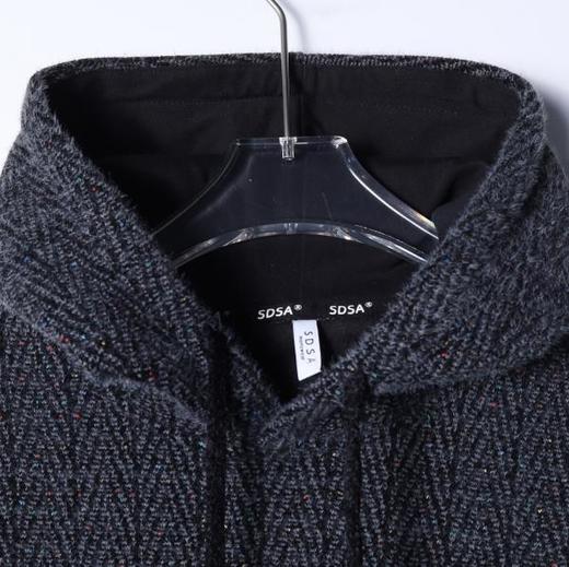 SDSA男士秋冬新款痞帅男装休闲简约提花抽绳连帽卫衣舒适套头上衣 商品图1