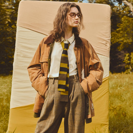 谜底灯芯绒羽绒服2025冬新品宽松复古棕90鸭绒中长款女254MY1625 商品图2