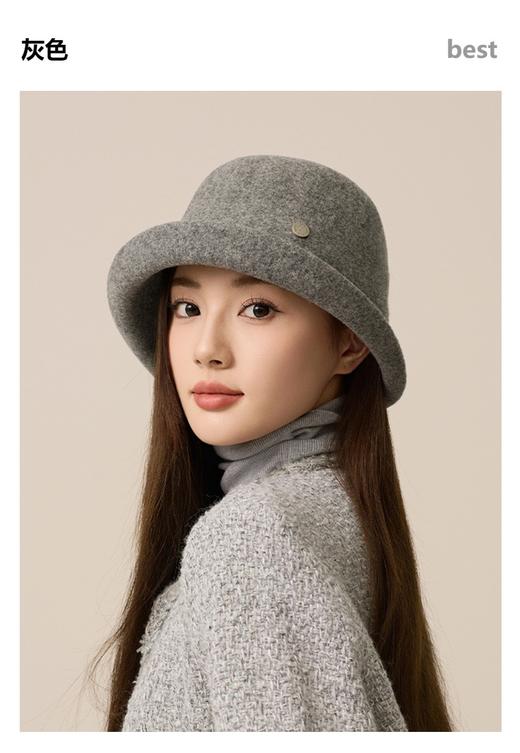 秋冬季英伦复古时尚羊毛渔夫帽，旅游卷边毛毡盆帽JC3239 商品图3