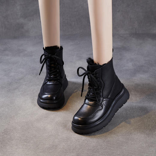 增高厚底马丁靴，加绒保暖羊皮毛一体休闲雪地靴ZM258760 商品图2