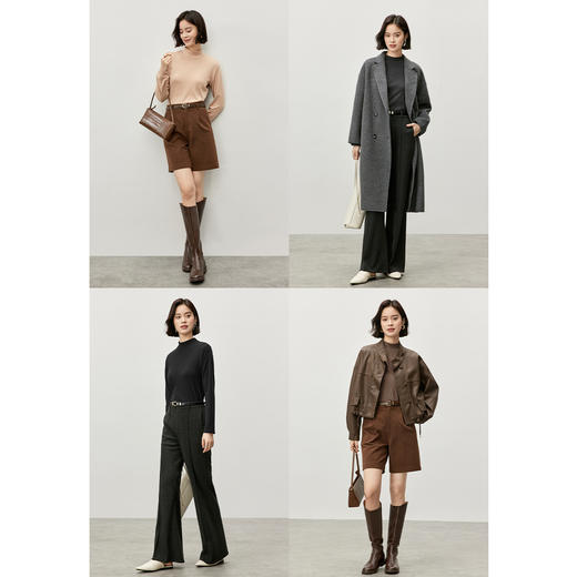 【内购】简约通勤净色打底衫套头立领坑条磨毛针织厚实弹力上衣-W44S57116 商品图1