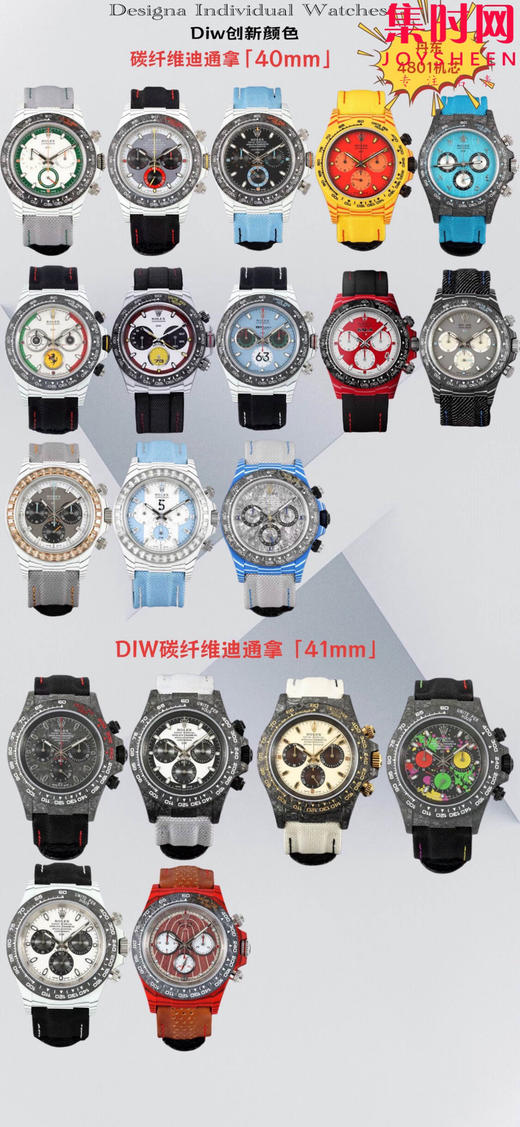 劳力士 DIW迪通拿碳纤维系列 改装迪通拿 新款颜色！重制版！丹东4801机 男士腕表 表径40mm 商品图9
