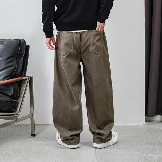 徐太浪【褶皱感 松紧腰】加绒休闲裤男秋冬2025新款宽松直筒裤子 商品图2