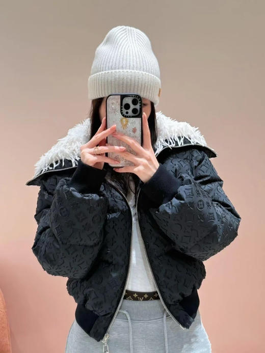 驴家 25秋冬新款  滑雪季羽毛领暗纹短款羽绒服(TM) 商品图6