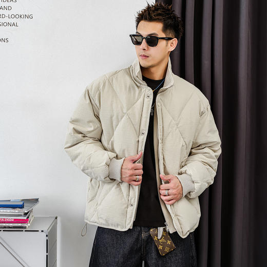 徐太浪【菱格纹绗缝】白鸭绒羽绒服男冬季保暖休闲男士防寒服外套 商品图1