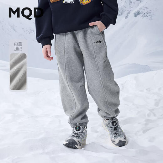 【MQD】冬季男大童潮酷休闲运动加绒学院风卫裤针织裤 商品图0