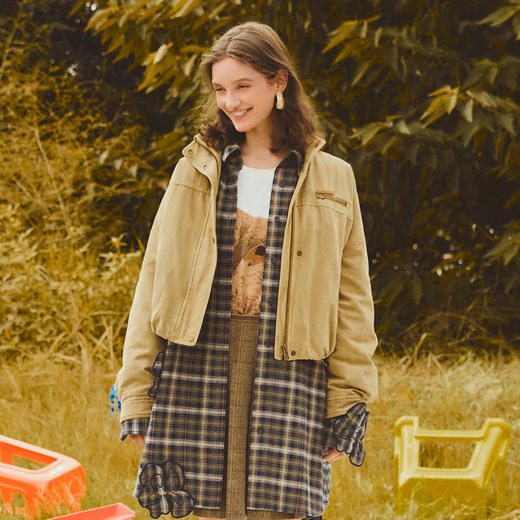 谜底夹克羽绒服女2025冬季新品宽松工装口袋防风拉链女254MY1706 商品图0