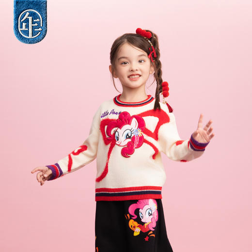 小马宝莉联名年衣童装冬季新款儿童针织衫小马宝莉新年蝴蝶结毛衣 商品图2