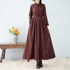 棉麻连衣裙文艺复古秋冬新款加绒加厚碎花长裙显瘦休闲大摆打底裙 商品缩略图0