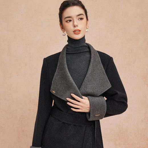 QH917斯尔丽25新款双面双色修长显瘦气质长款羊毛大衣 商品图9