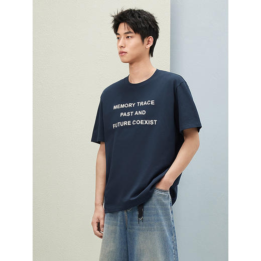 【纯棉】GXG25夏季新品前胸刺绣字母设计时尚简约宽松短袖T恤 商品图3