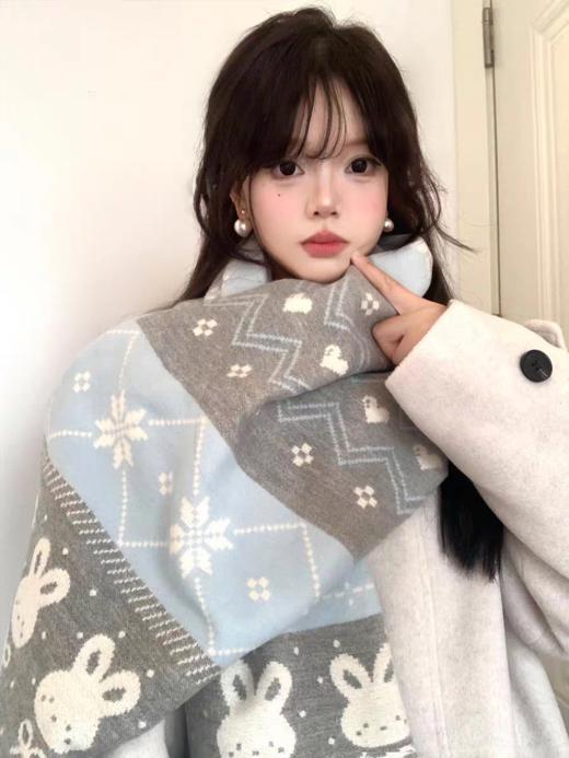 <曾小咸推荐> 费尔岛韩系小兔披肩围巾 日常价89/件 活动价59！！【预售款，预计3-15天发货】 商品图8