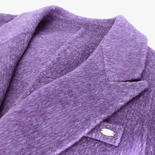 QH912斯尔丽2025新款薄滑爽软糯双面呢杂花一手长双排扣大衣 商品图5