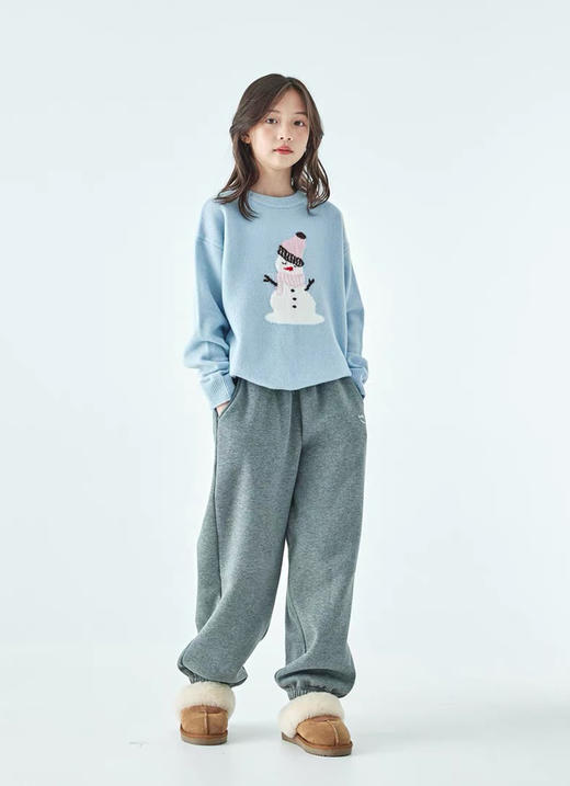 裸+同款！ 350g加厚绒  女童精致小字母刺绣 束脚休闲卫裤 商品图3