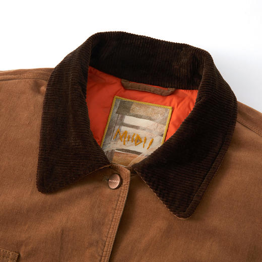 谜底灯芯绒羽绒服2025冬新品宽松复古棕90鸭绒中长款女254MY1625 商品图3