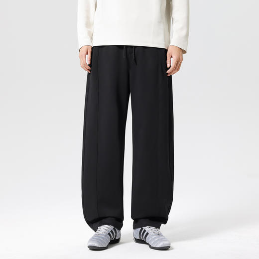 【莱赛尔】男士休闲裤2025秋款宽松纯色系带日常通勤阔腿裤男K&C 商品图1