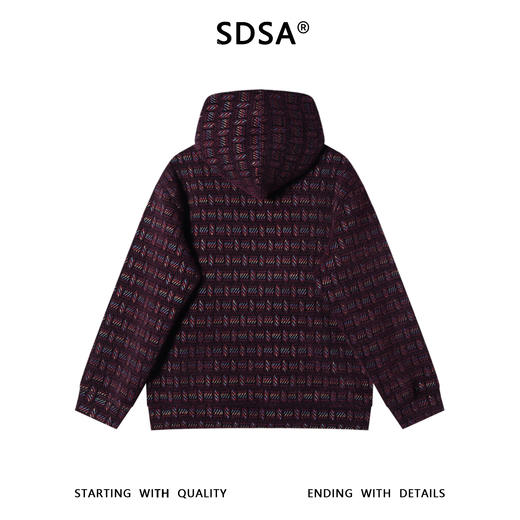 SDSA秋冬新款痞帅男装韩版彩色刺绣格子提花连帽卫衣百搭宽松上衣 商品图4