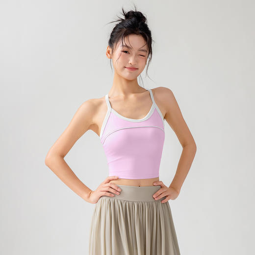 跃牌【瑜堂系列】新款撞色条运动背心固定胸垫工型美背防震聚拢运动瑜伽文胸JYMB071 商品图0