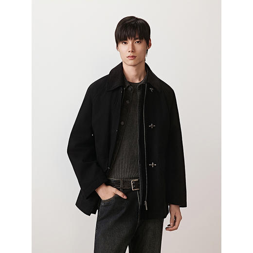 GXG男装  巴恩风帆布夹克领口拼接灯芯绒复古外套男 2025秋季新品 商品图2