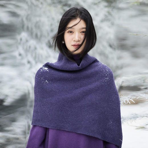 绽放/KSX002朵纯羊毛针织高领氛围感冬季披肩外搭小坎肩多色保暖 商品图1