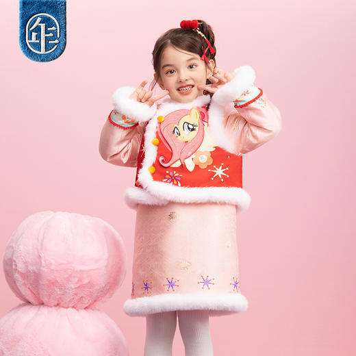 小马宝莉联名年衣童装马褂套装冬季新款中式小马宝莉新年旗袍套装 商品图1