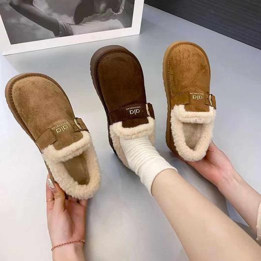 【HF】无忧购冬季复古厚底勃肯鞋烫金字母装饰加绒鞋K021（截单后3-5天发货） 商品图1