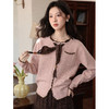 鹿向南「庄园列车」紫色圆领针织毛衣女冬小众设计感叠穿短款上衣 商品缩略图1