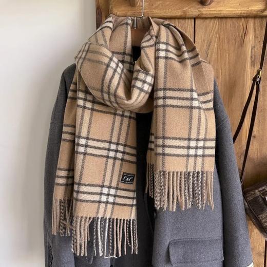  【C&C 明星款轻奢感羊毛/羊羔绒围巾】 超大尺寸 两面可戴 保暖舒适 商品图3