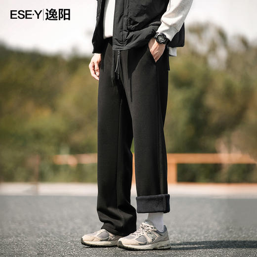 【逸阳男裤-厚绒-直筒-休闲裤】逸阳冬款加绒加厚运动休闲宽松显瘦保暖直筒裤1914 商品图1