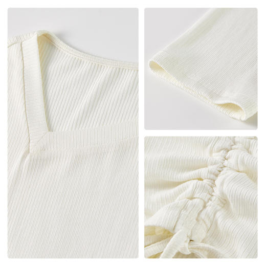 【内购】设计感的小众时尚斜领下摆抽绳设计五分袖针织衫-153TL3906X 商品图3