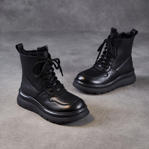 增高厚底马丁靴，加绒保暖羊皮毛一体休闲雪地靴ZM258760 商品图3