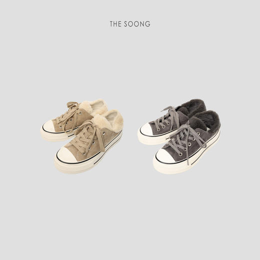 THESOONG"毛绒帆布鞋"经典水洗牛反绒羊毛内里百搭帆布鞋WXZ8056 商品图0