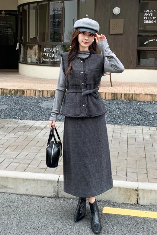 Le Malene 复古优雅马甲+半裙三件套装 21541 商品图1